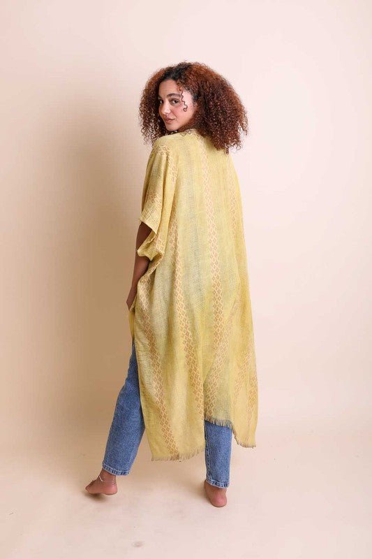 Woven Long Line Tribal Kimono - Global Village Kailua Boutique