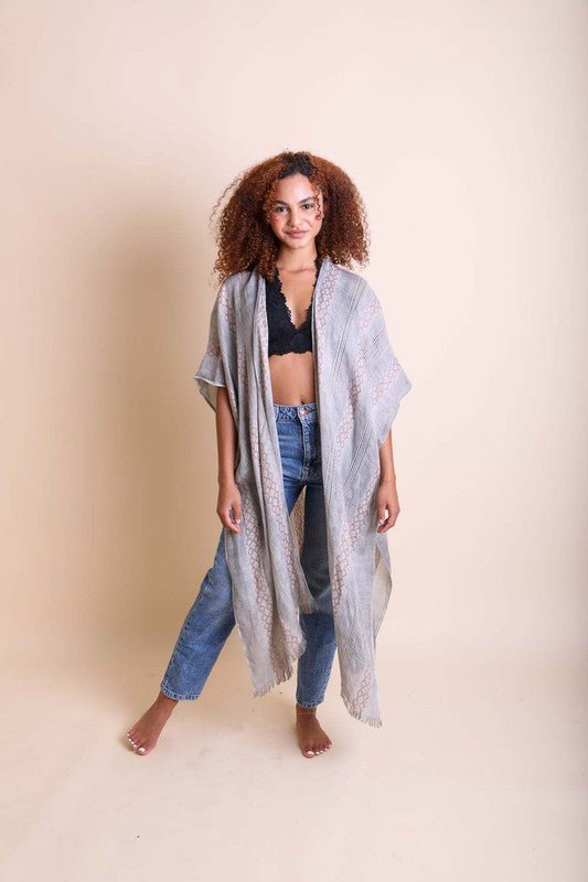 Woven Long Line Tribal Kimono - Global Village Kailua Boutique