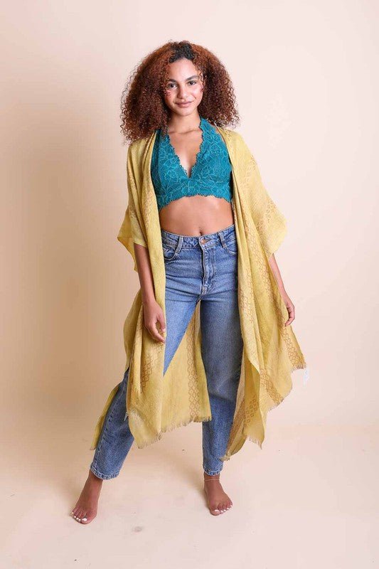 Woven Long Line Tribal Kimono - Global Village Kailua Boutique