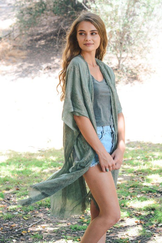 Woven Long Line Tribal Kimono - Global Village Kailua Boutique