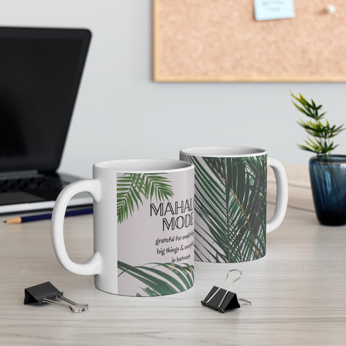 11oz Mug Mahalo Mode Palm Leaf Global Village Kailua Boutique