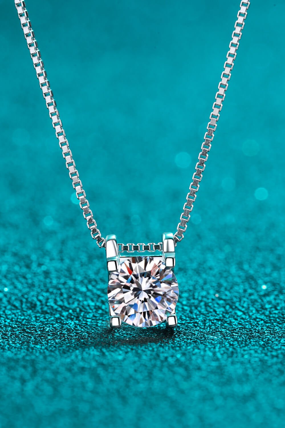 1 Carat Moissanite Square 925 Sterling Silver Chain Necklace - Global Village Kailua Boutique