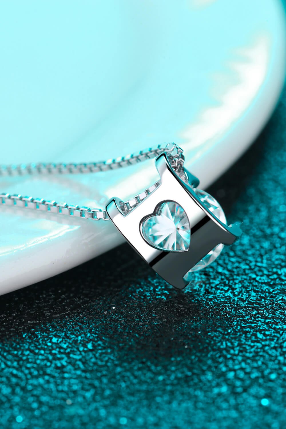 1 Carat Moissanite Square 925 Sterling Silver Chain Necklace - Global Village Kailua Boutique