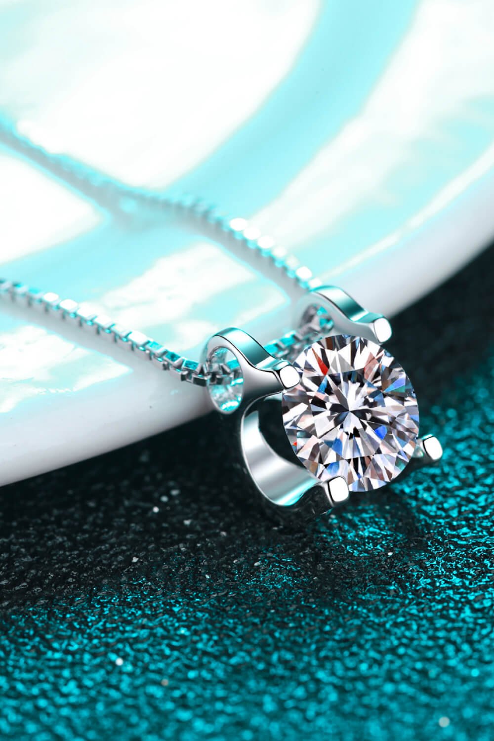 1 Carat Moissanite Square 925 Sterling Silver Chain Necklace - Global Village Kailua Boutique