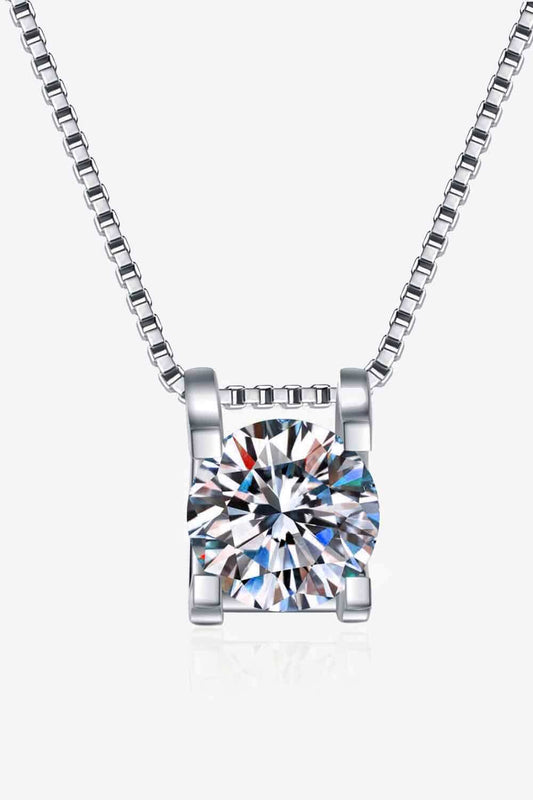 1 Carat Moissanite Square 925 Sterling Silver Chain Necklace - Global Village Kailua Boutique