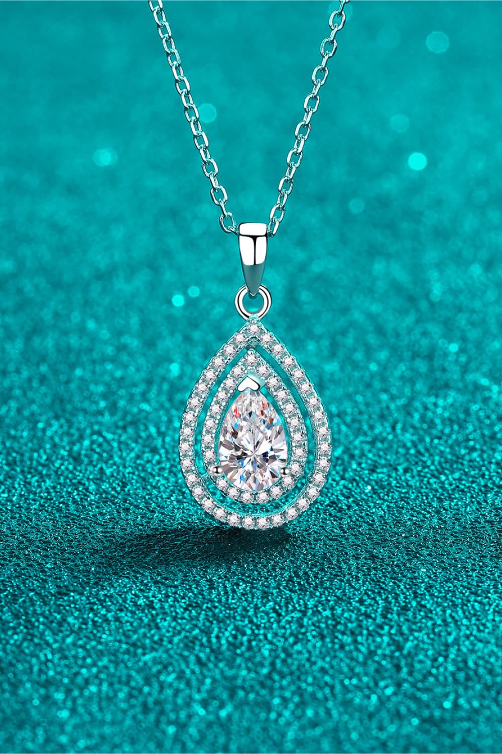 1 Carat Moissanite Teardrop Pendant Necklace - Global Village Kailua Boutique
