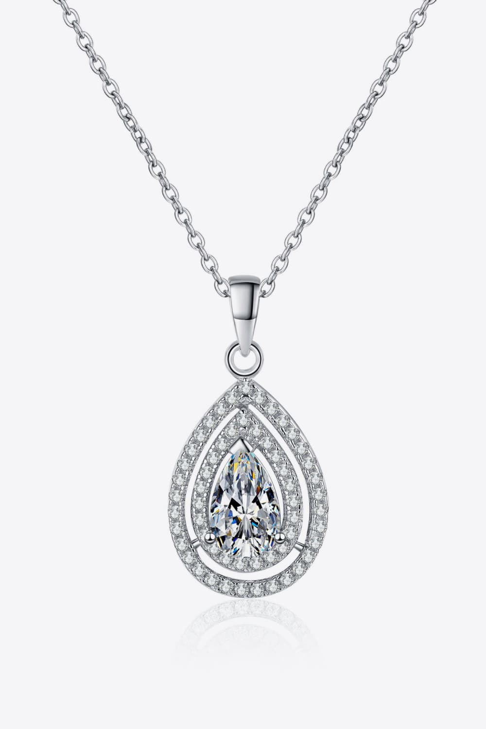 1 Carat Moissanite Teardrop Pendant Necklace - Global Village Kailua Boutique