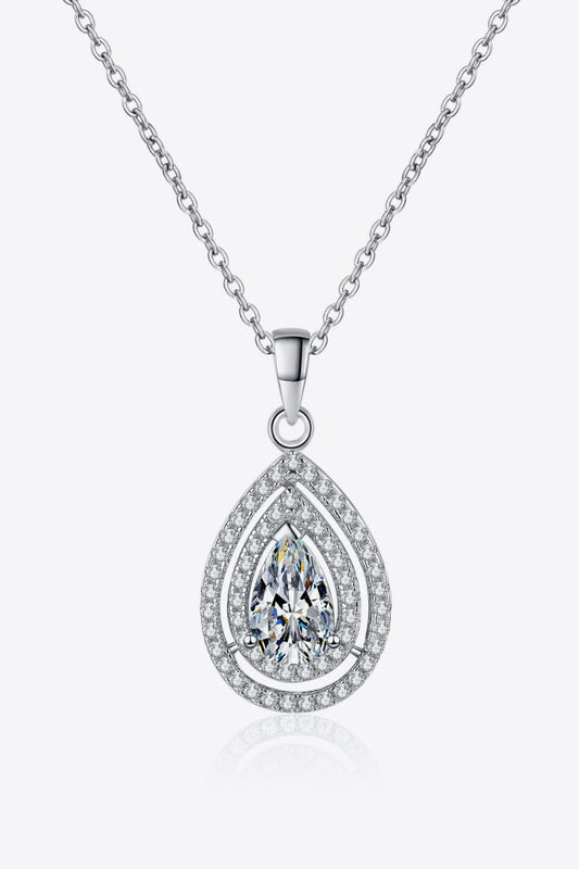 1 Carat Moissanite Teardrop Pendant Necklace - Global Village Kailua Boutique
