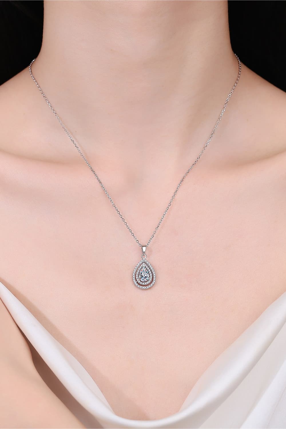 1 Carat Moissanite Teardrop Pendant Necklace - Global Village Kailua Boutique