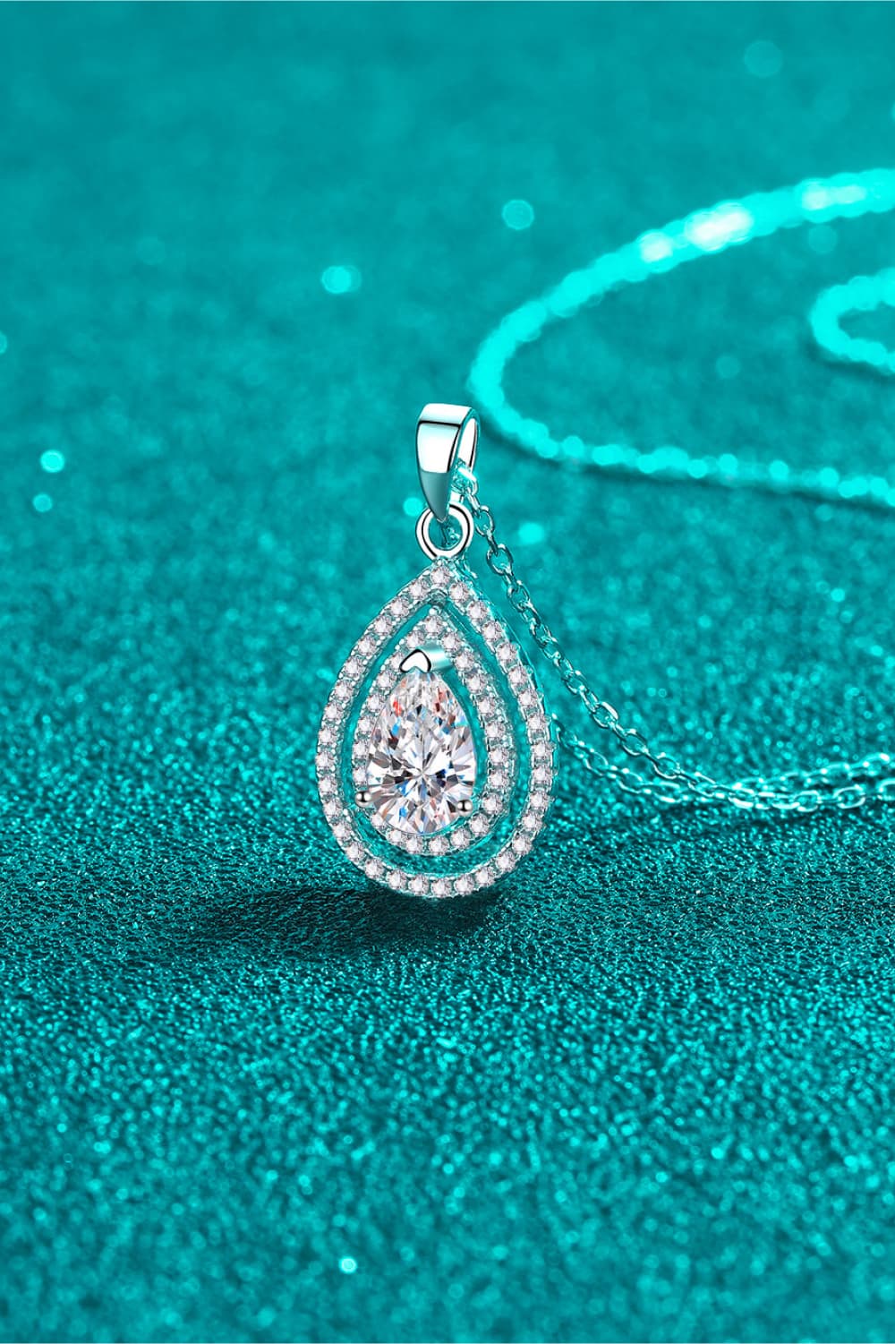 1 Carat Moissanite Teardrop Pendant Necklace - Global Village Kailua Boutique