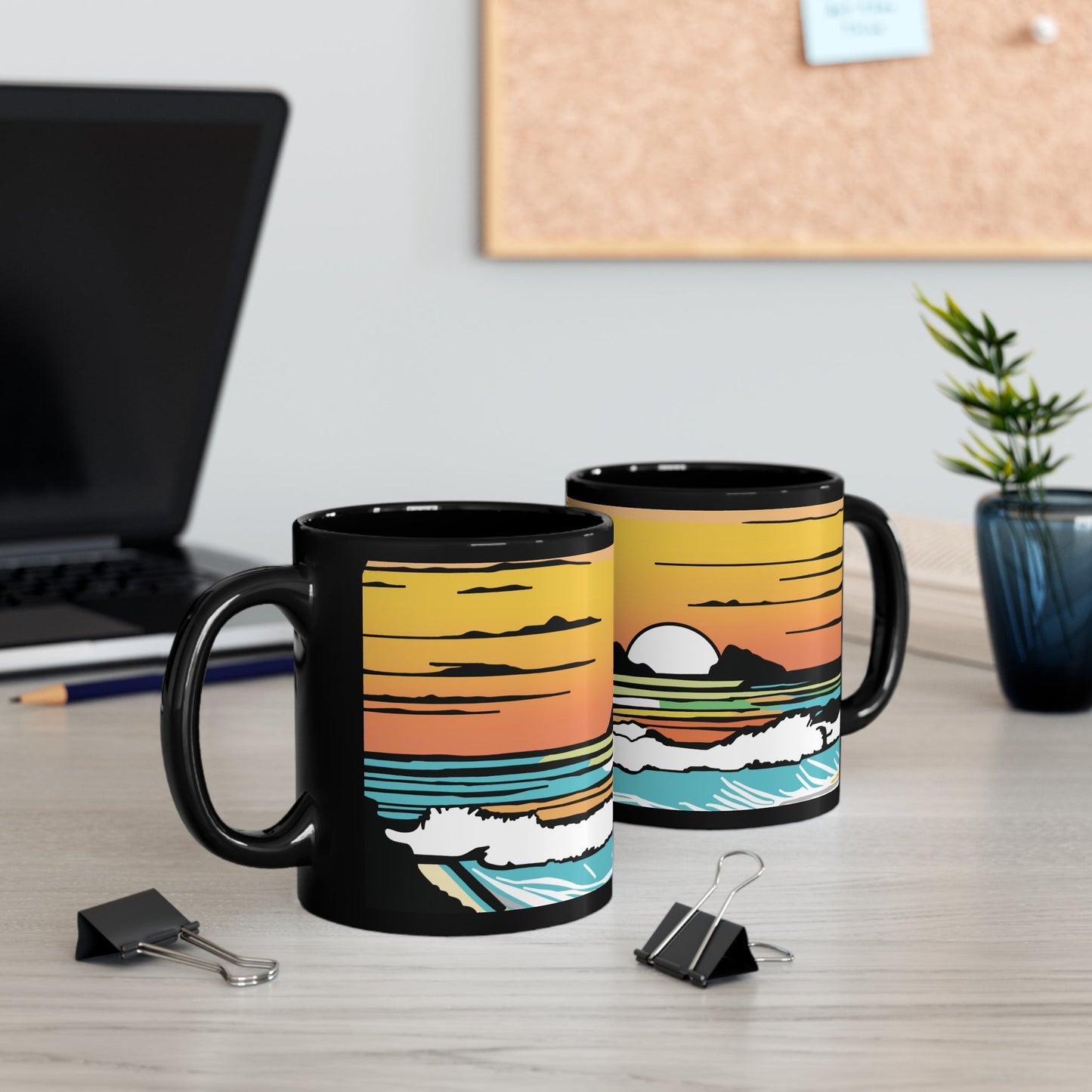 11oz Black Mug Summer Sunrise - Global Village Kailua Boutique