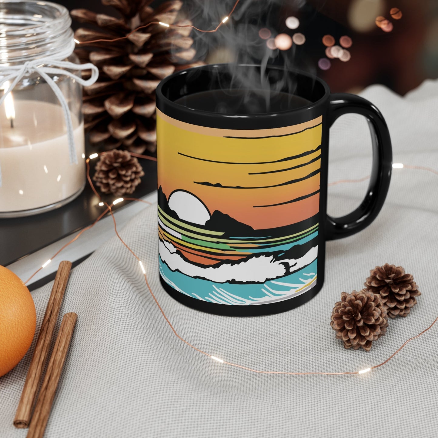 11oz Black Mug Summer Sunrise - Global Village Kailua Boutique