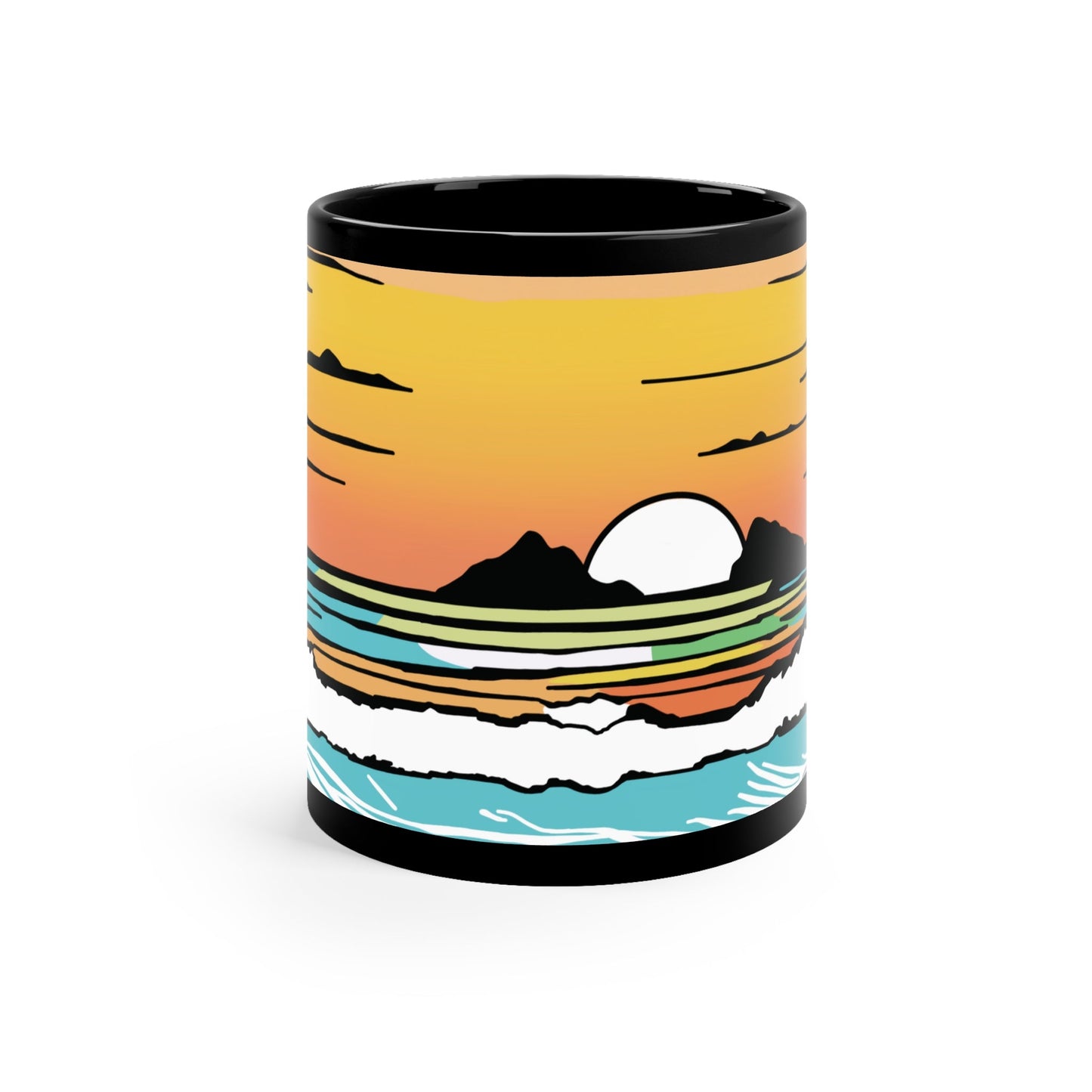 11oz Black Mug Summer Sunrise - Global Village Kailua Boutique