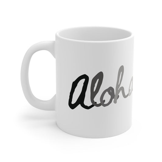 11oz Mug Aloha Greyscale - Global Village Kailua Boutique