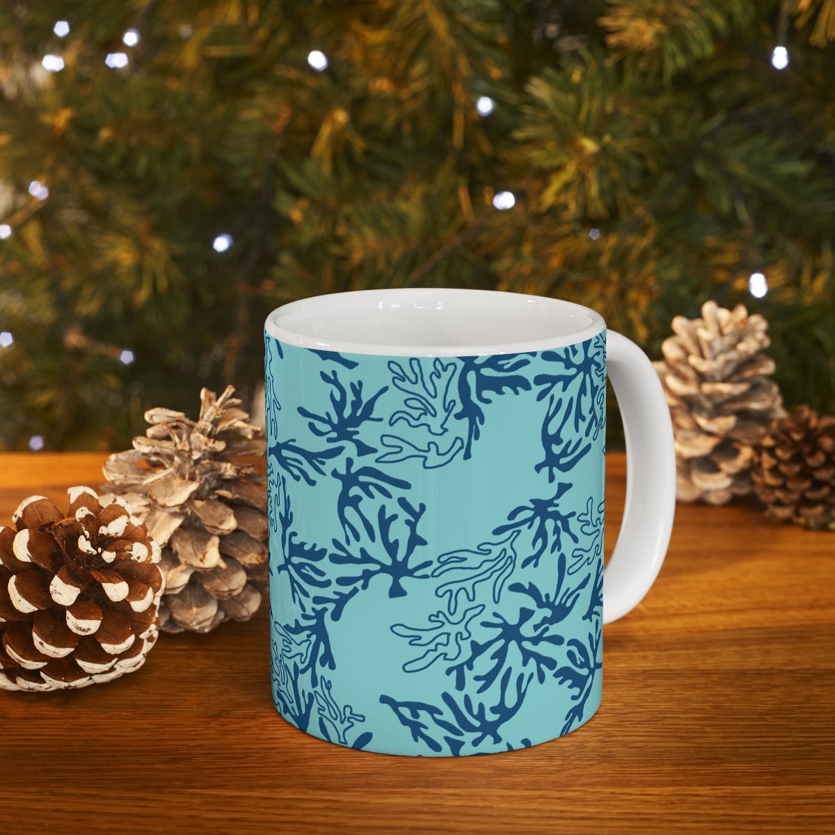 11oz Mug Coral Blue/Aqua Global Village Kailua Boutique