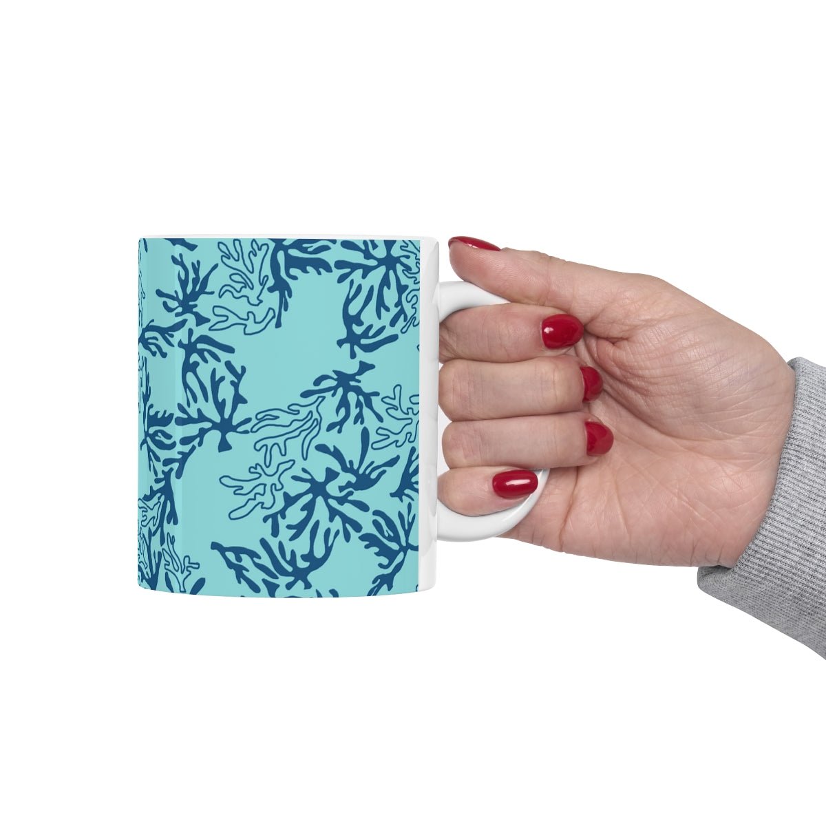 11oz Mug Coral Blue/Aqua Global Village Kailua Boutique