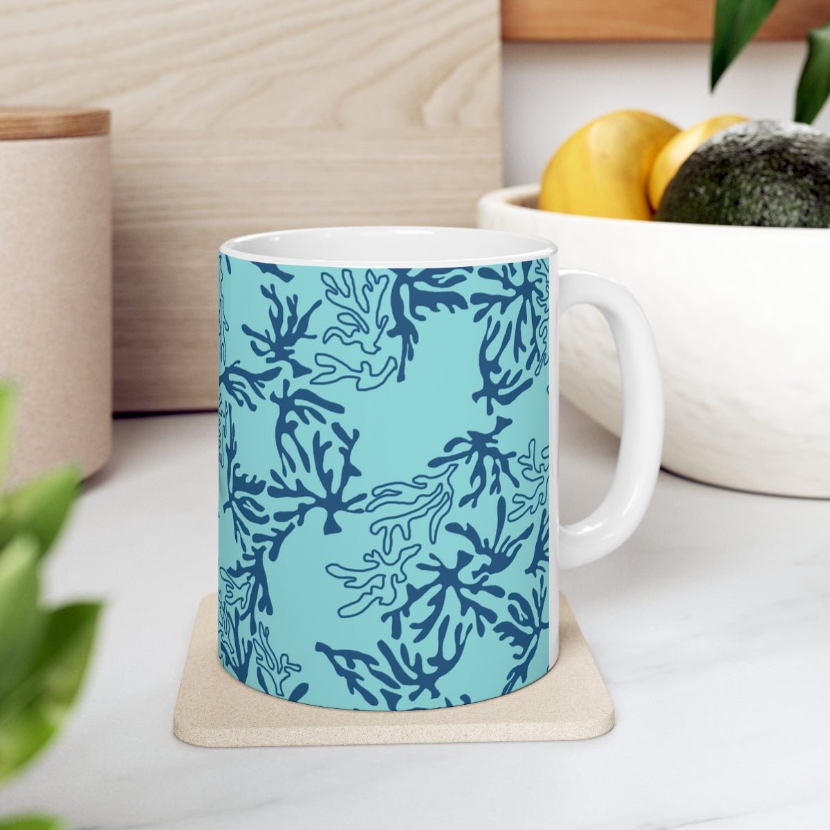 11oz Mug Coral Blue/Aqua Global Village Kailua Boutique