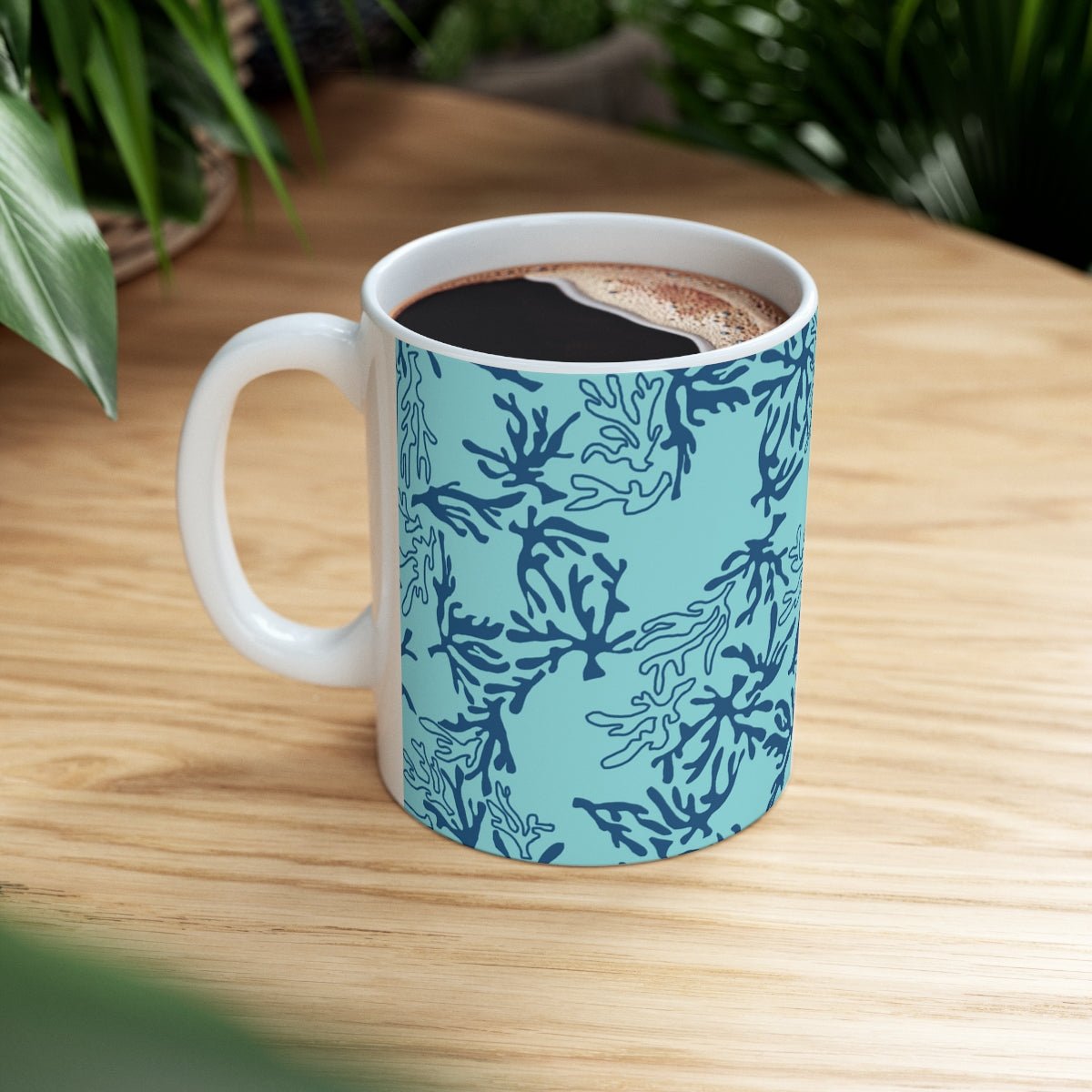 11oz Mug Coral Blue/Aqua Global Village Kailua Boutique