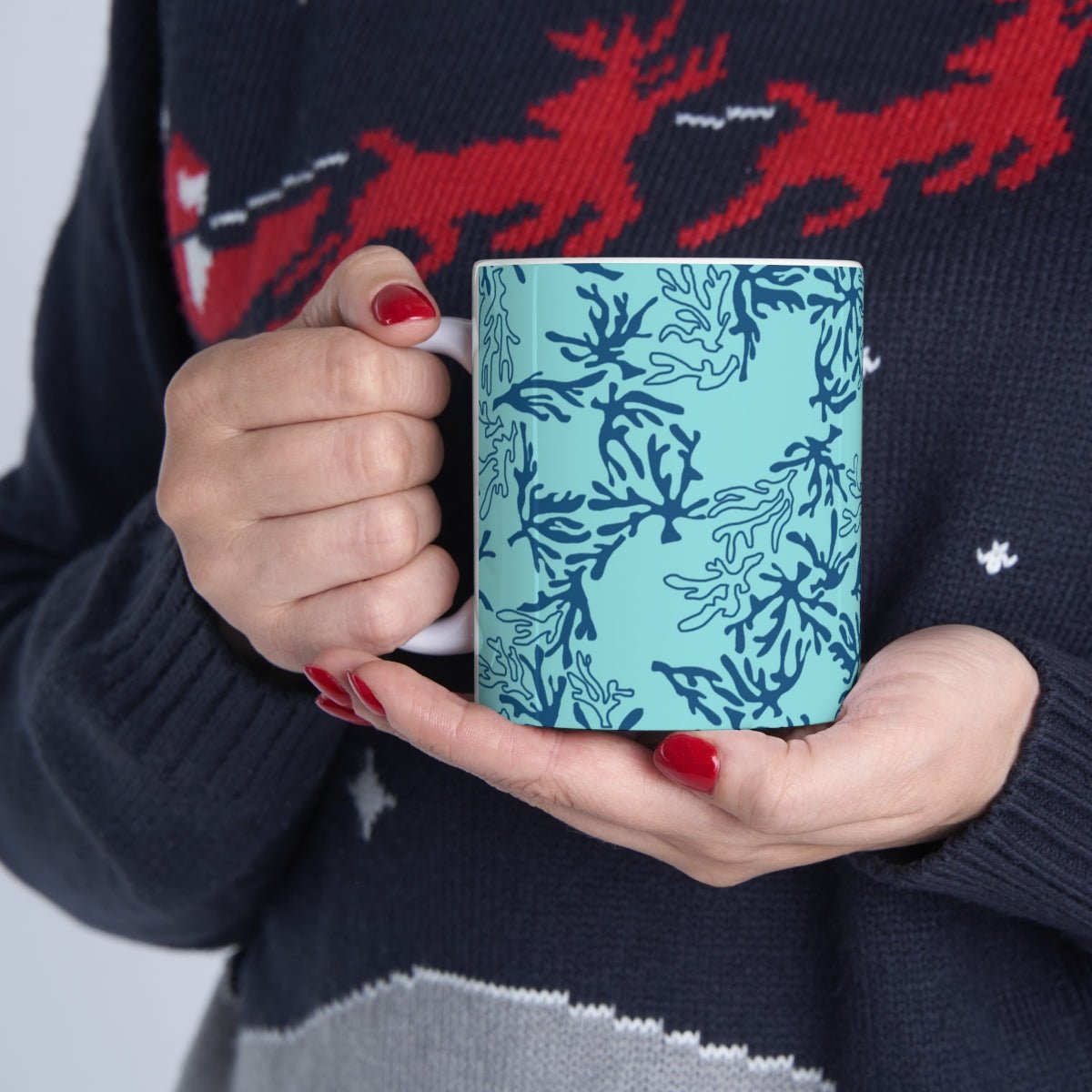 11oz Mug Coral Blue/Aqua Global Village Kailua Boutique