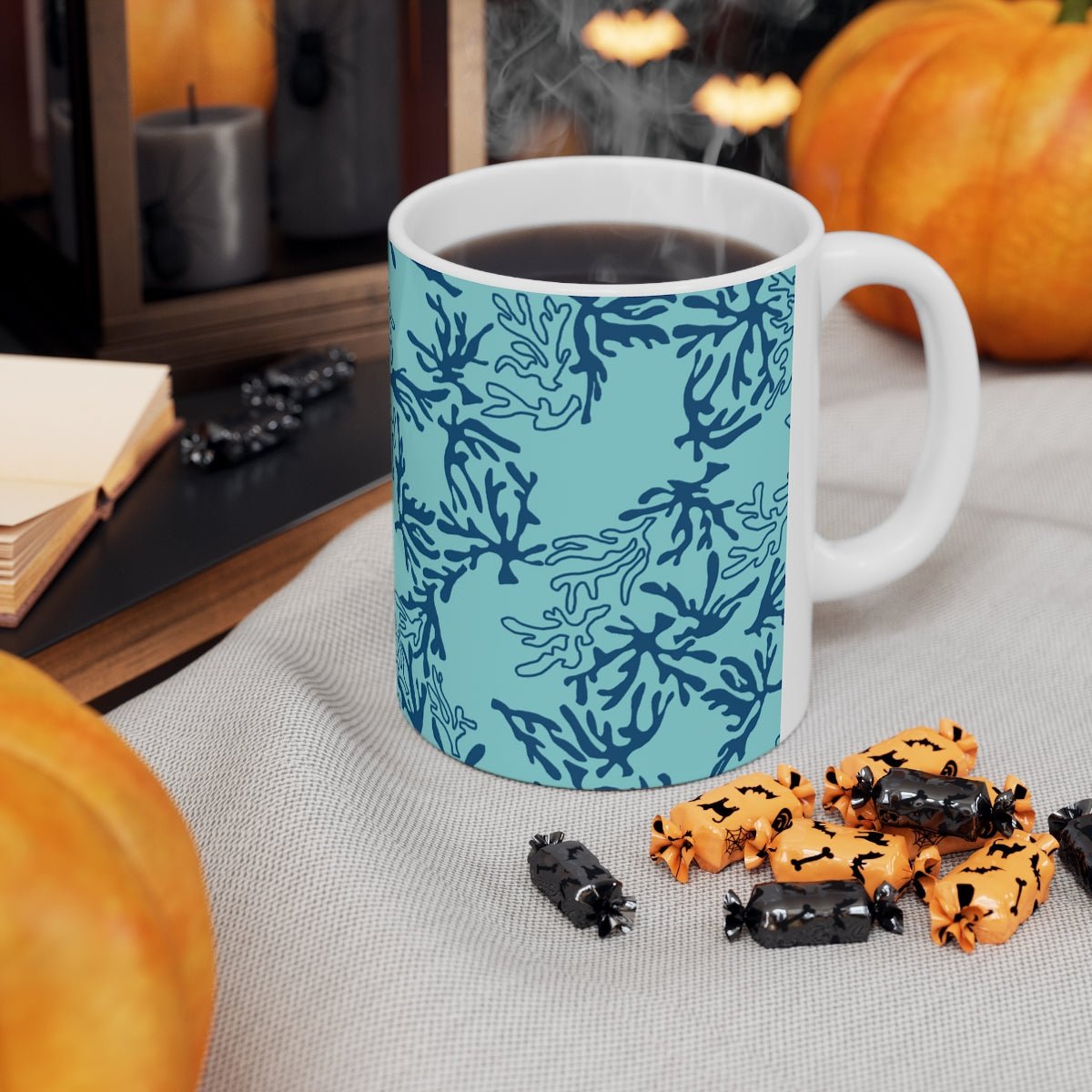 11oz Mug Coral Blue/Aqua Global Village Kailua Boutique