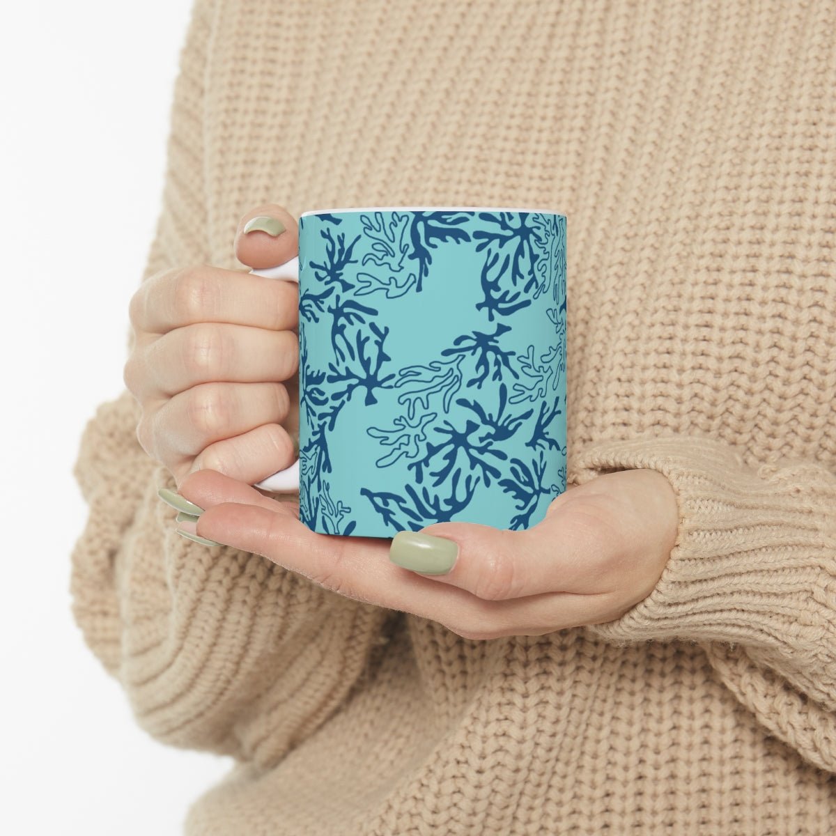 11oz Mug Coral Blue/Aqua Global Village Kailua Boutique