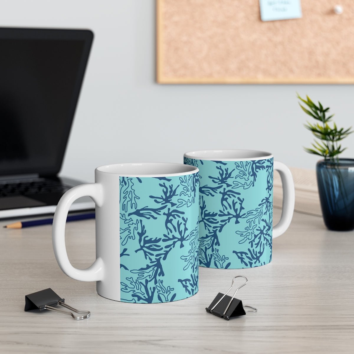 11oz Mug Coral Blue/Aqua Global Village Kailua Boutique