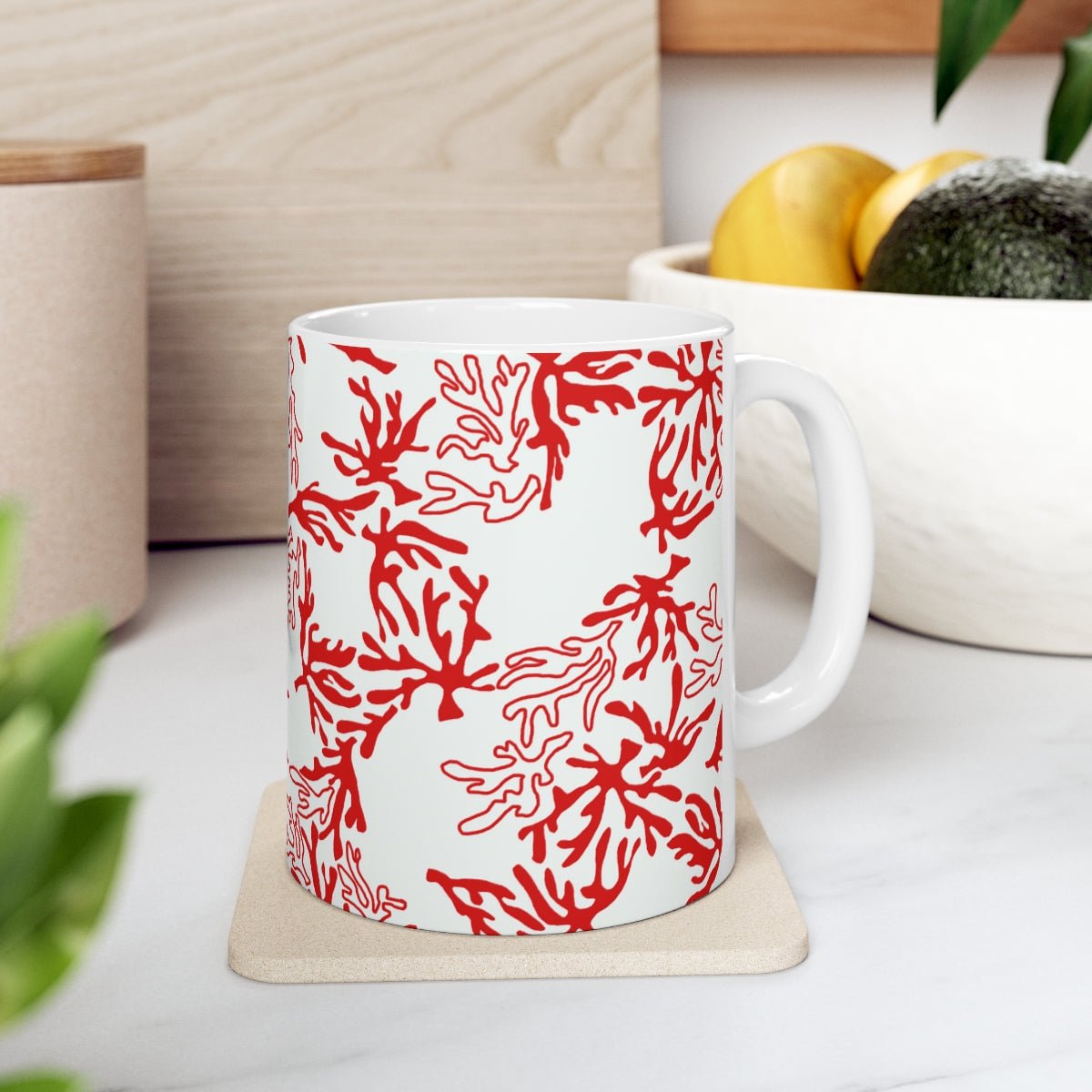 11oz Mug Coral Red Global Village Kailua Boutique