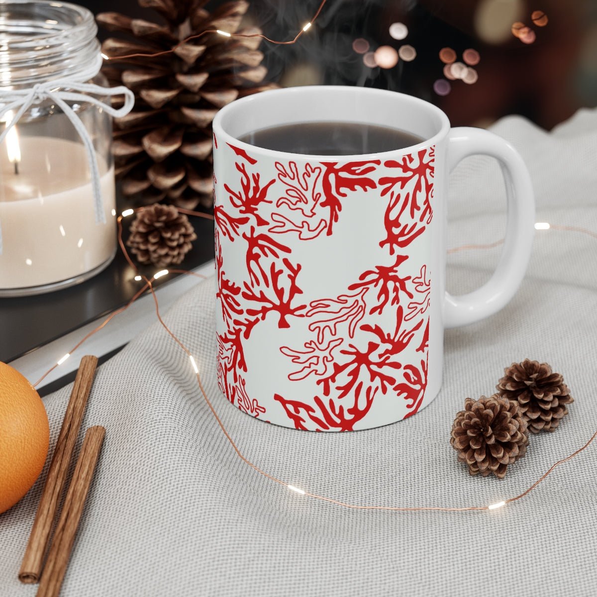 11oz Mug Coral Red Global Village Kailua Boutique