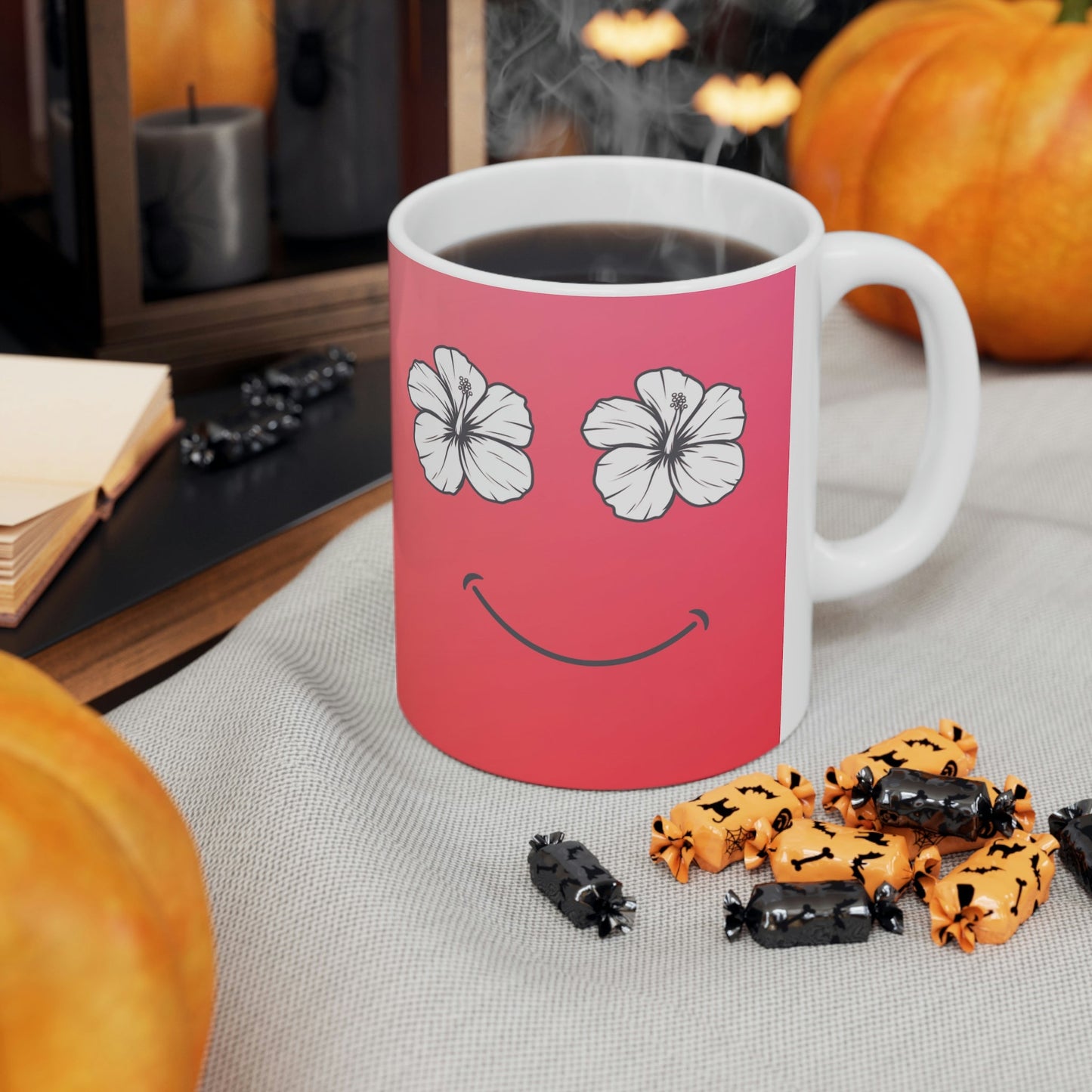 11oz Mug Hibiscus Happy Face - Global Village Kailua Boutique