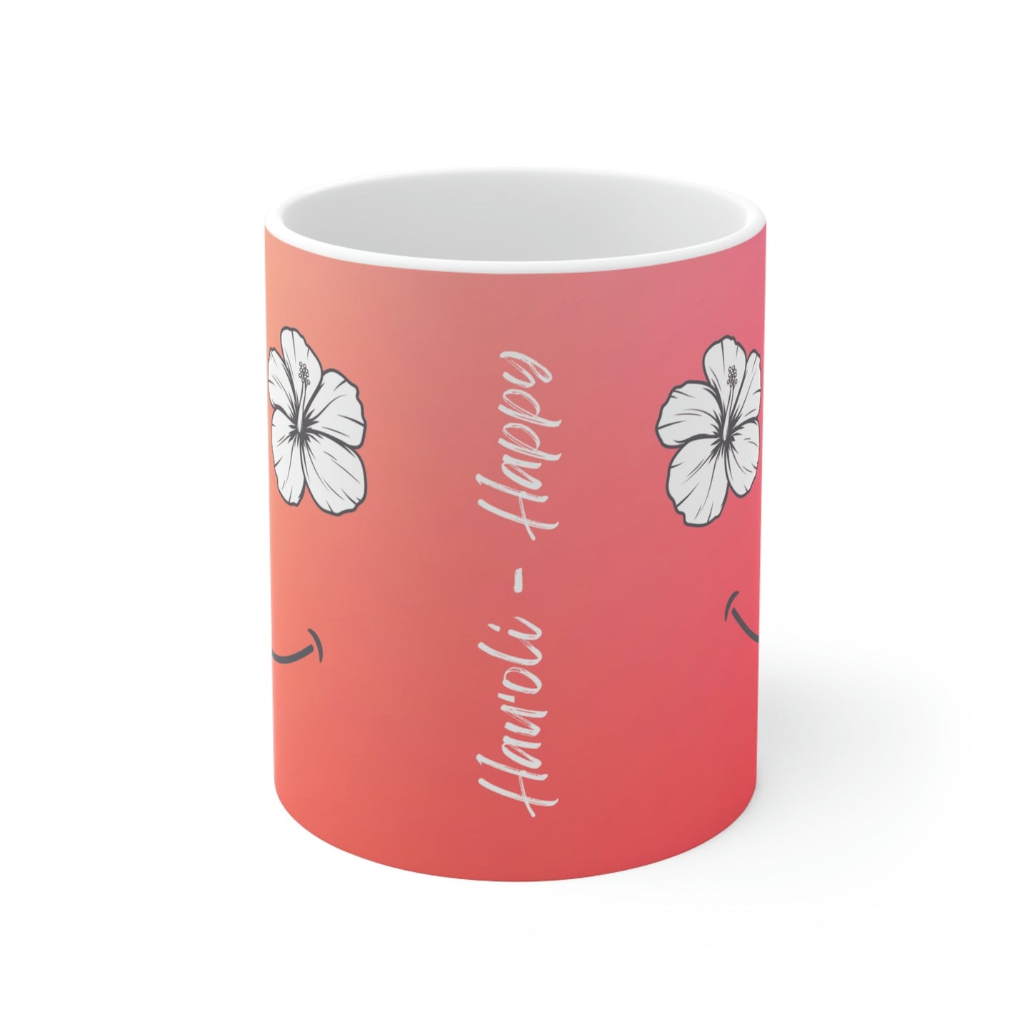 11oz Mug Hibiscus Happy Face - Global Village Kailua Boutique