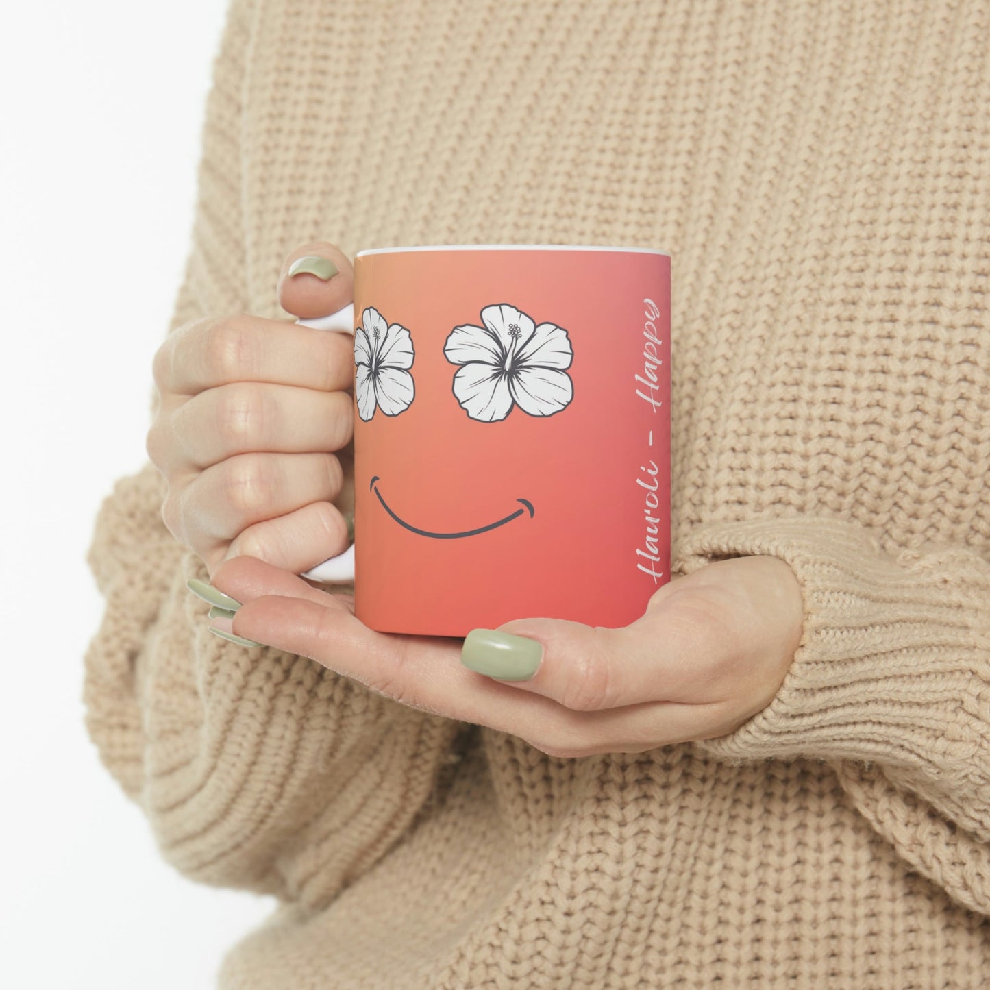 11oz Mug Hibiscus Happy Face - Global Village Kailua Boutique