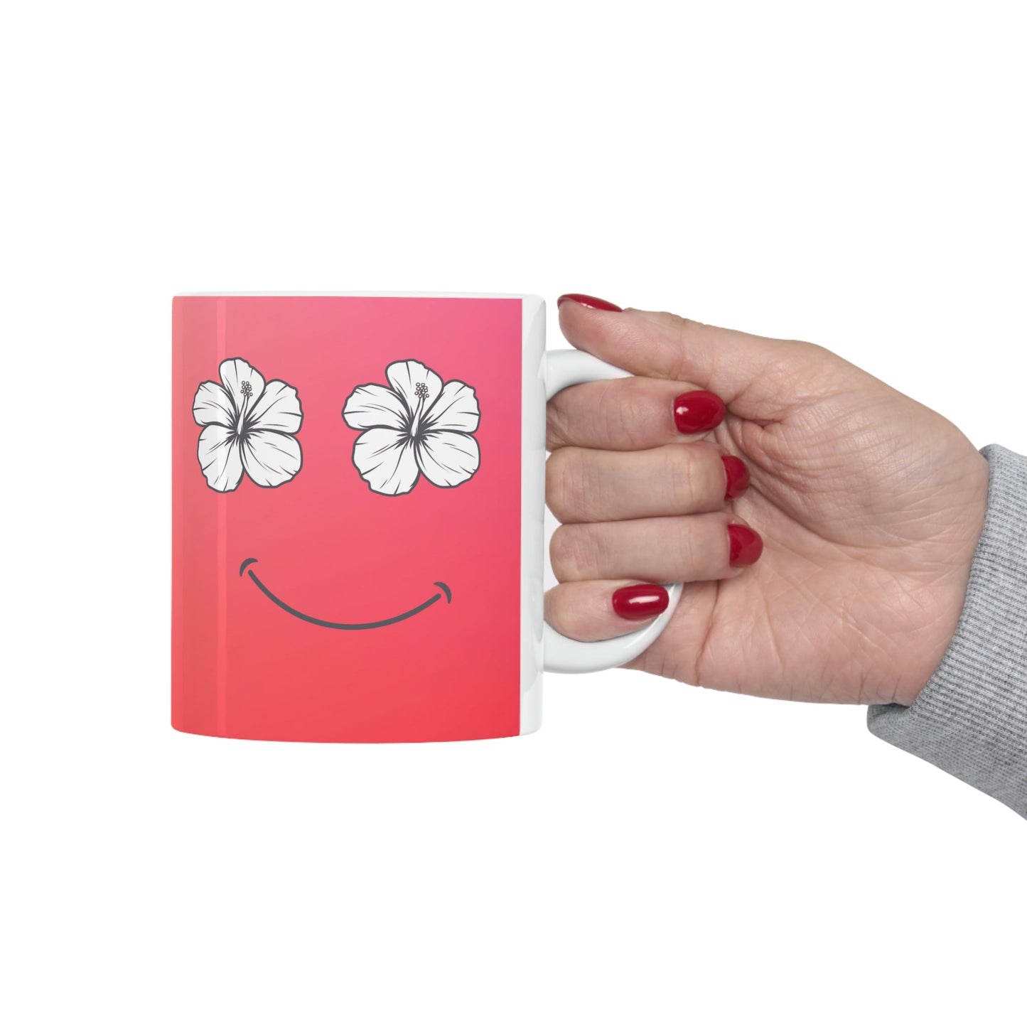 11oz Mug Hibiscus Happy Face - Global Village Kailua Boutique