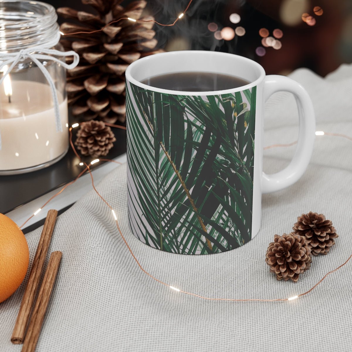 11oz Mug Mahalo Mode Palm Leaf Global Village Kailua Boutique