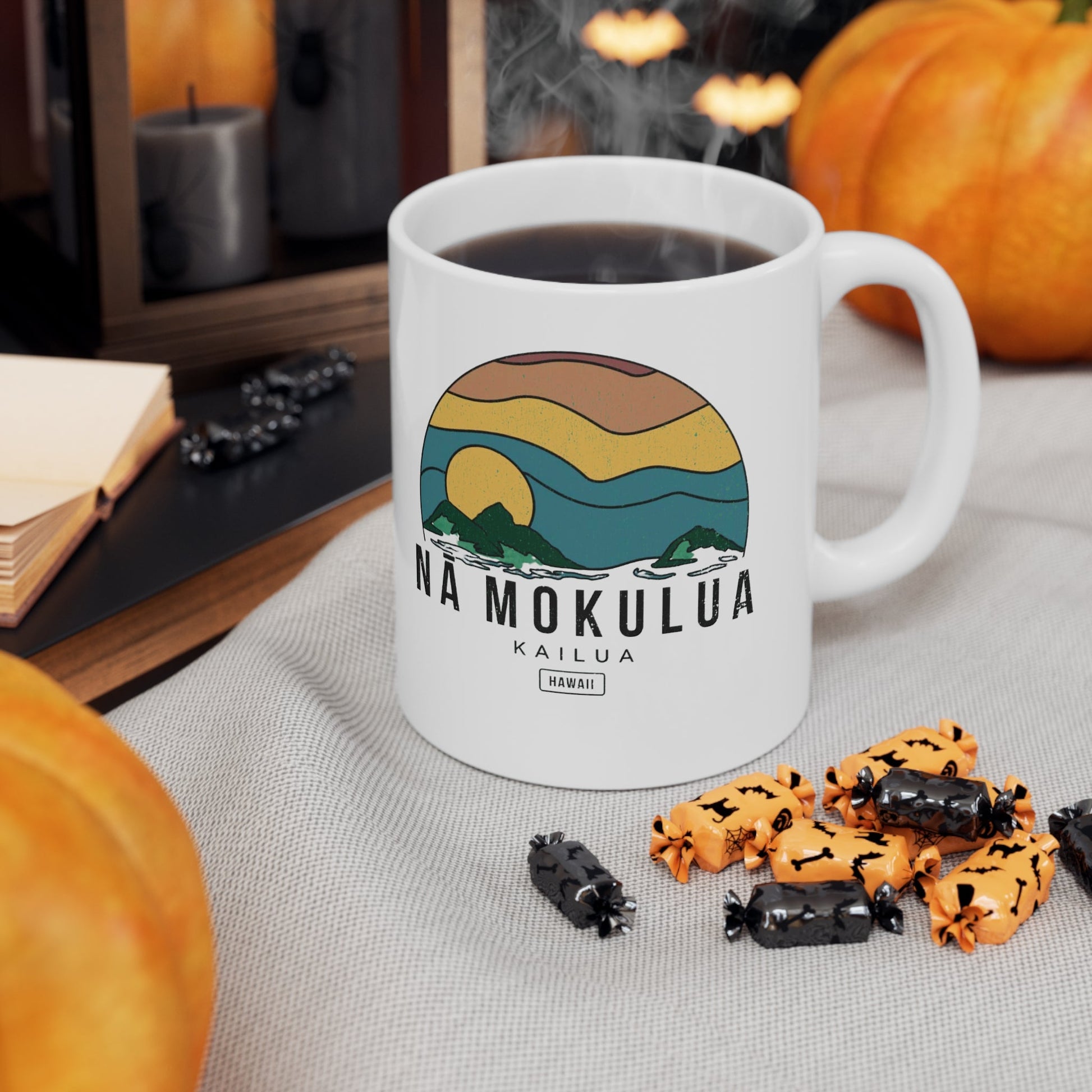 11oz Mug Nā Mokulua Wavy - Global Village Kailua Boutique