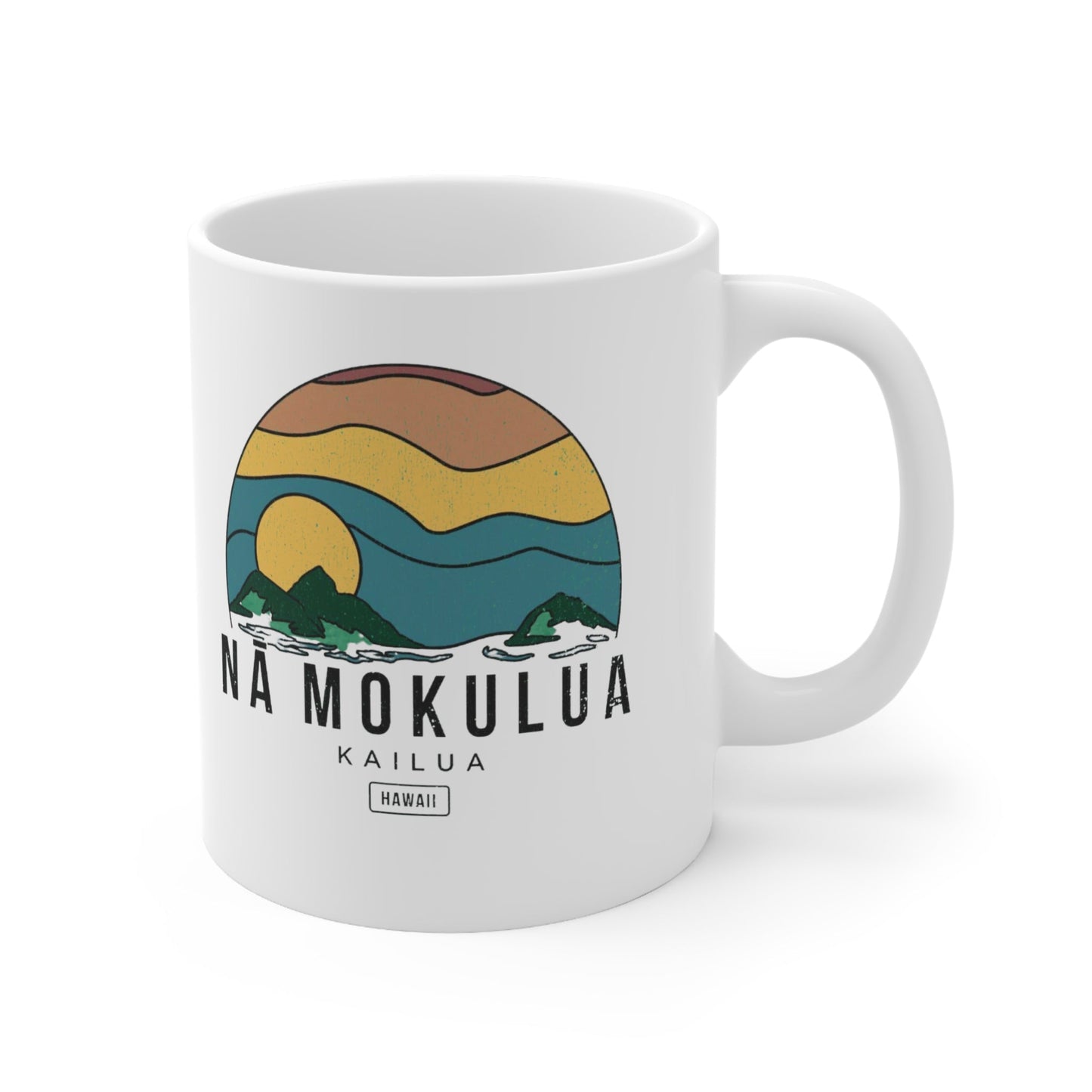 11oz Mug Nā Mokulua Wavy - Global Village Kailua Boutique