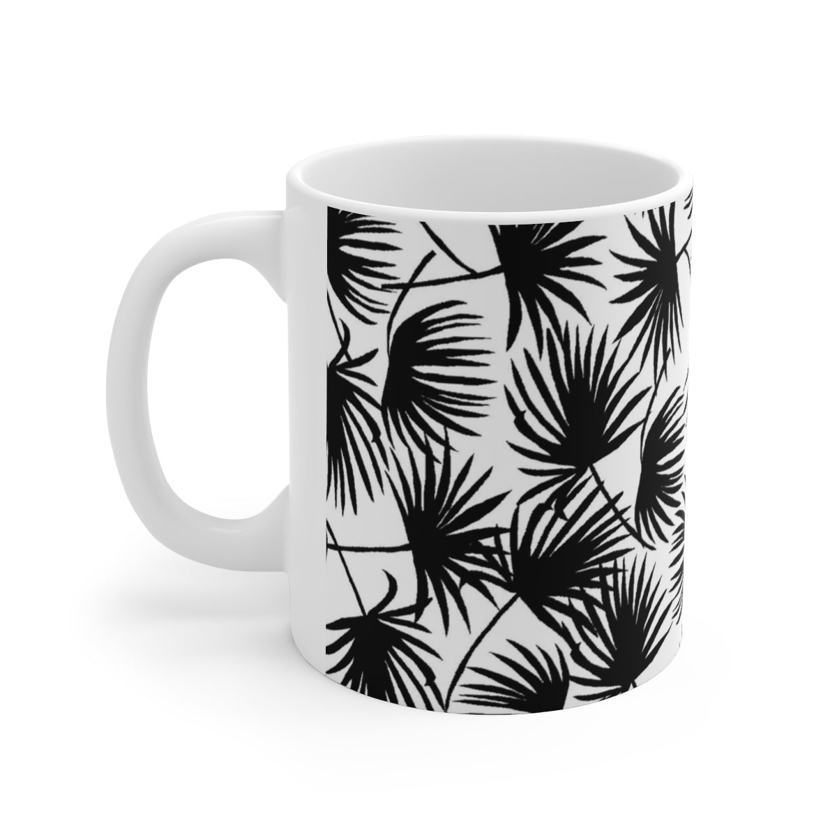 11oz Mug Palm Fan Black Global Village Kailua Boutique