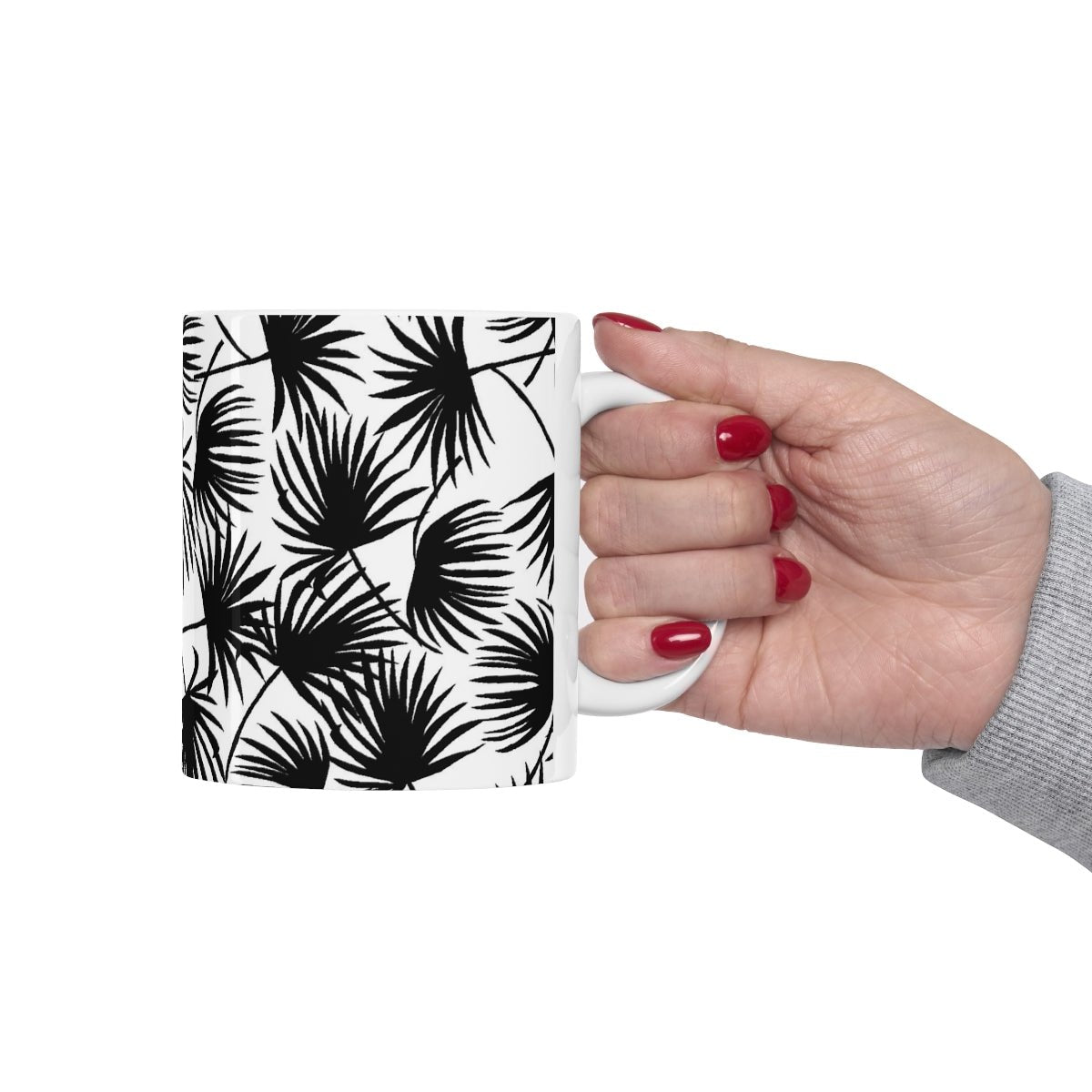 11oz Mug Palm Fan Black Global Village Kailua Boutique