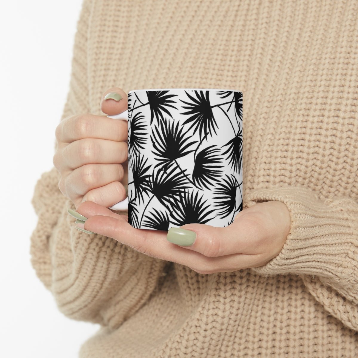 11oz Mug Palm Fan Black Global Village Kailua Boutique