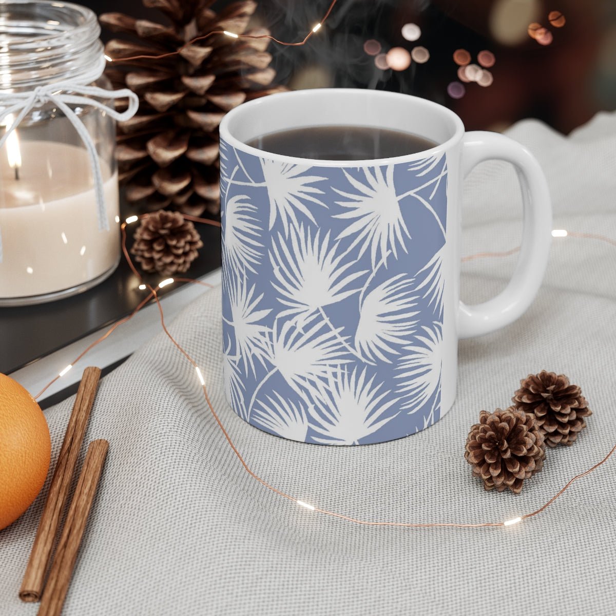 11oz Mug Palm Fan Periwinkle Global Village Kailua Boutique
