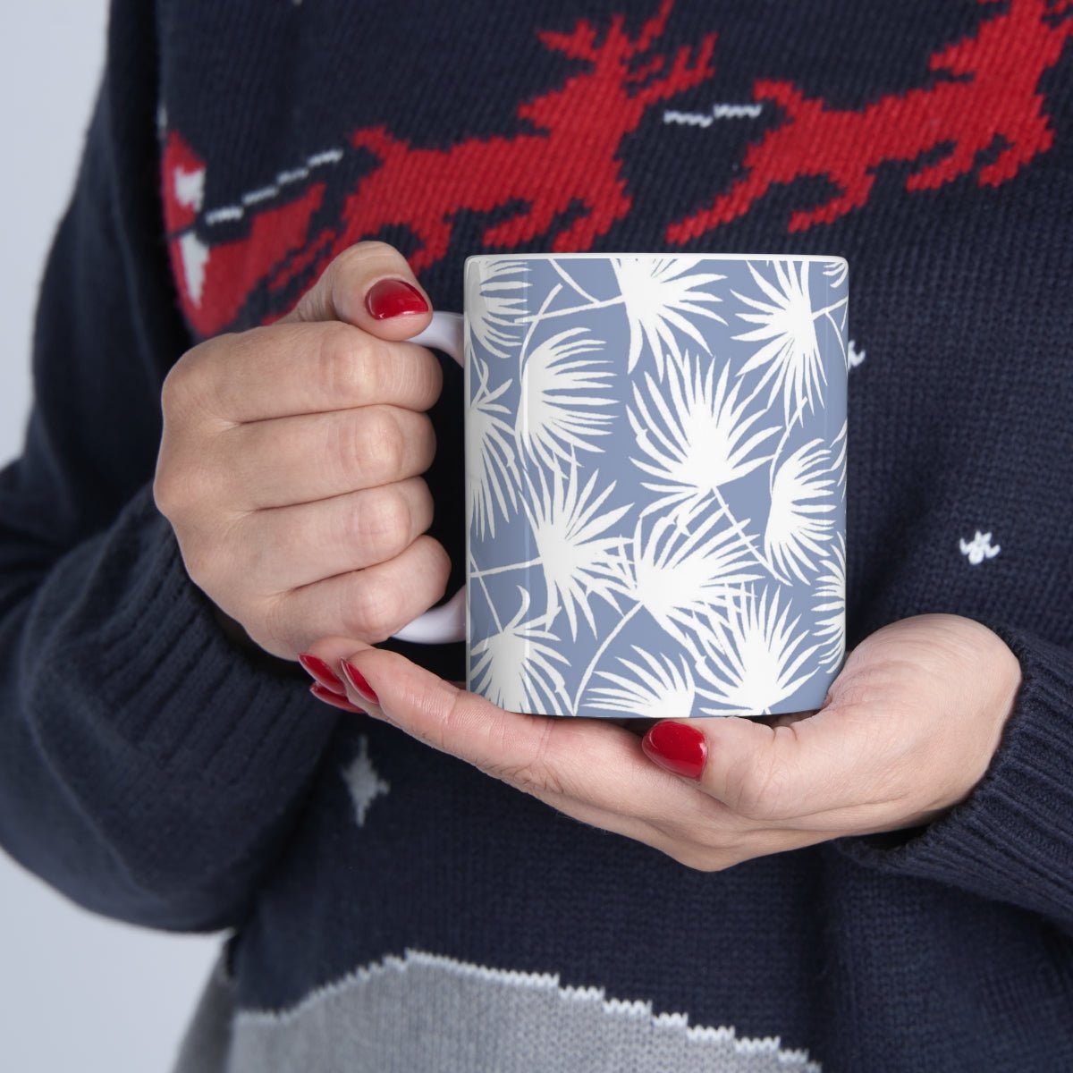11oz Mug Palm Fan Periwinkle Global Village Kailua Boutique