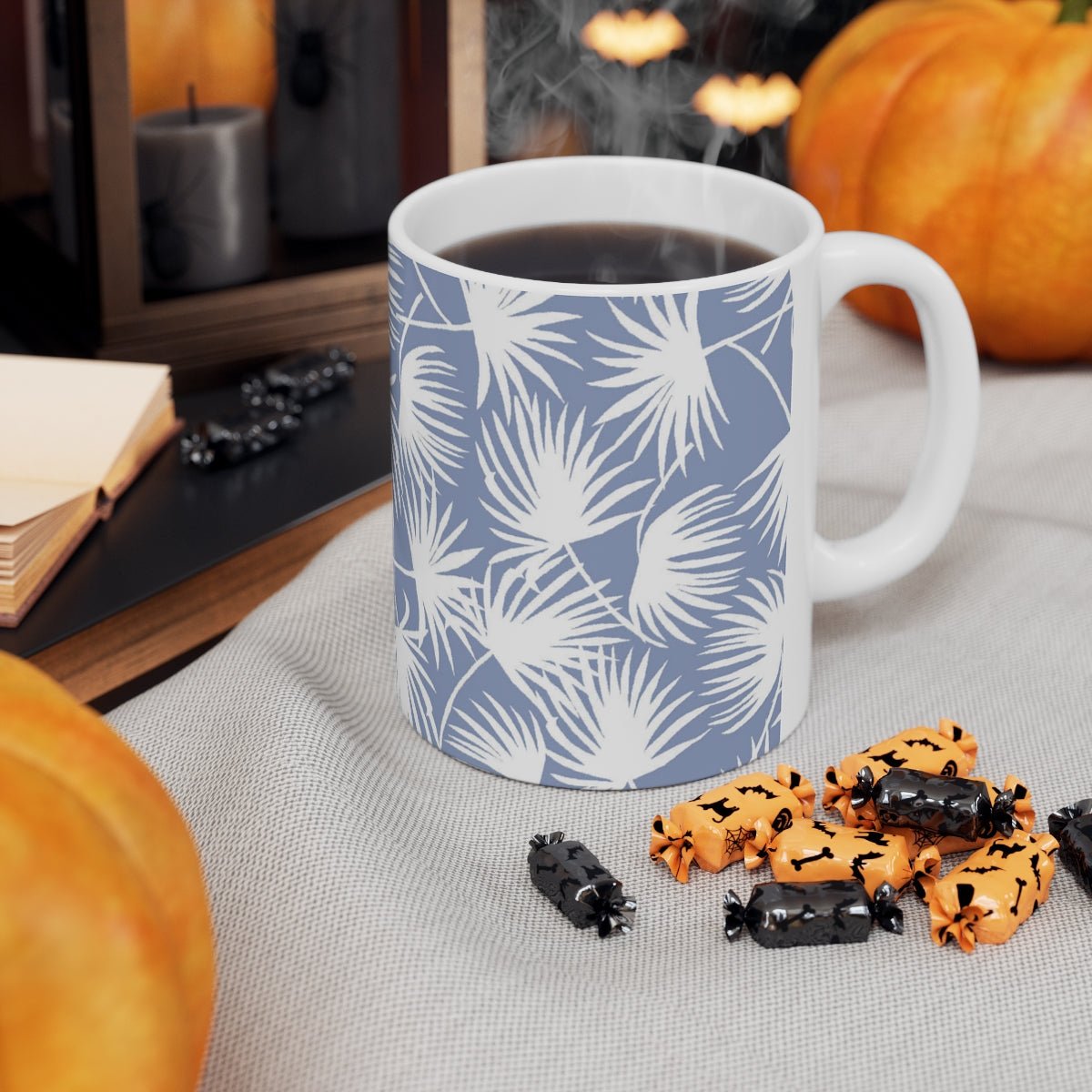 11oz Mug Palm Fan Periwinkle Global Village Kailua Boutique