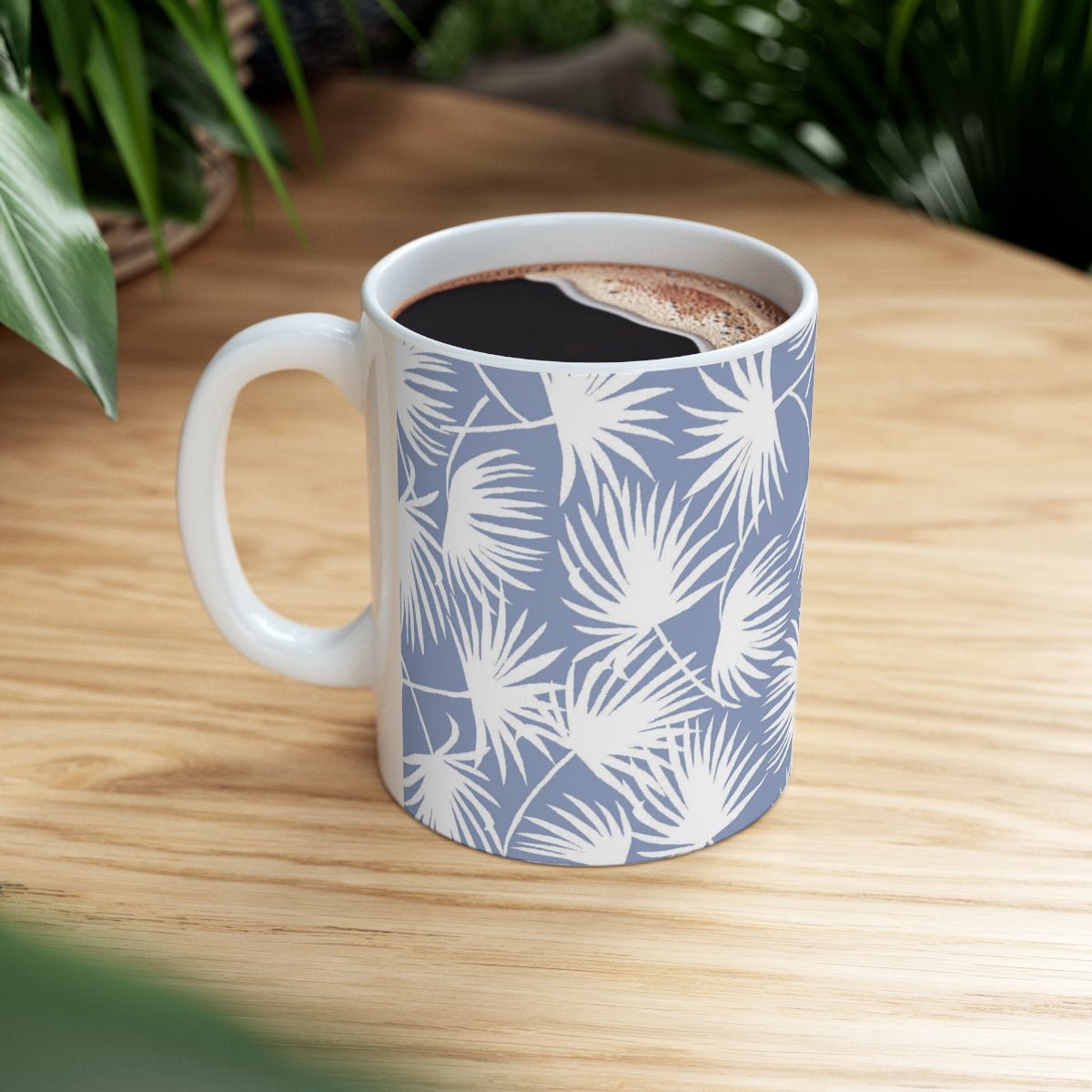 11oz Mug Palm Fan Periwinkle Global Village Kailua Boutique