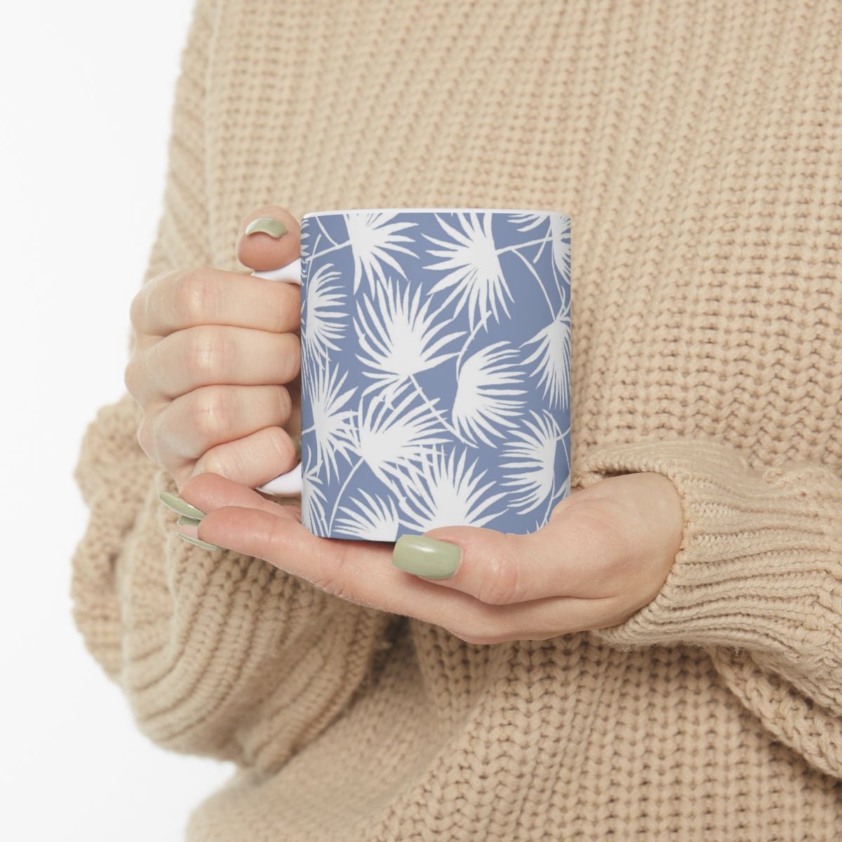 11oz Mug Palm Fan Periwinkle Global Village Kailua Boutique