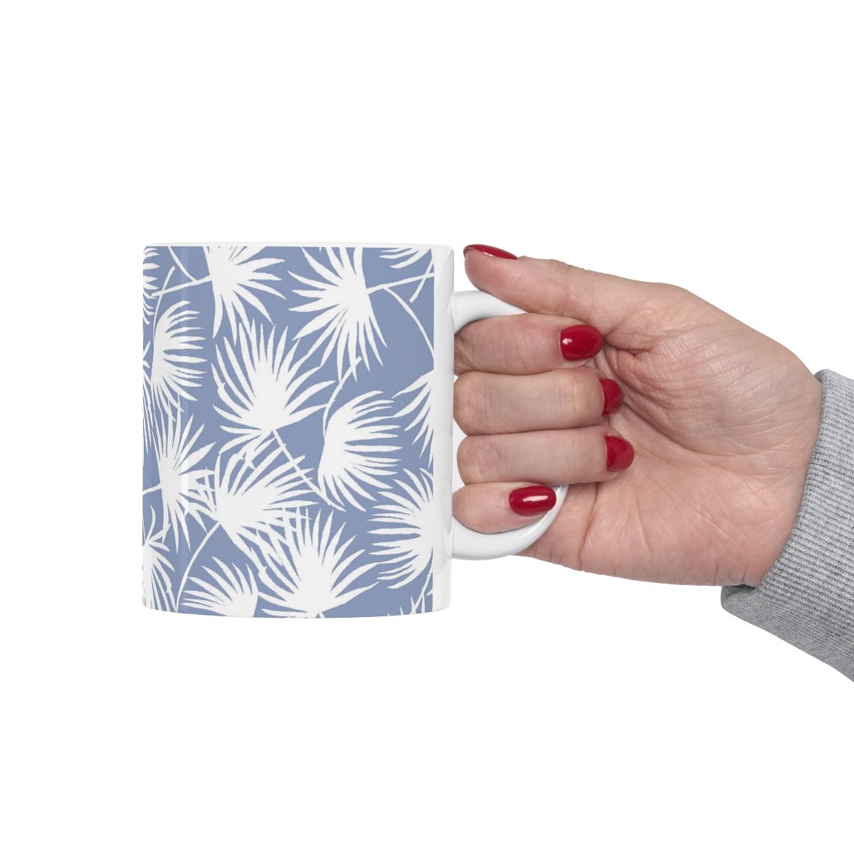 11oz Mug Palm Fan Periwinkle Global Village Kailua Boutique