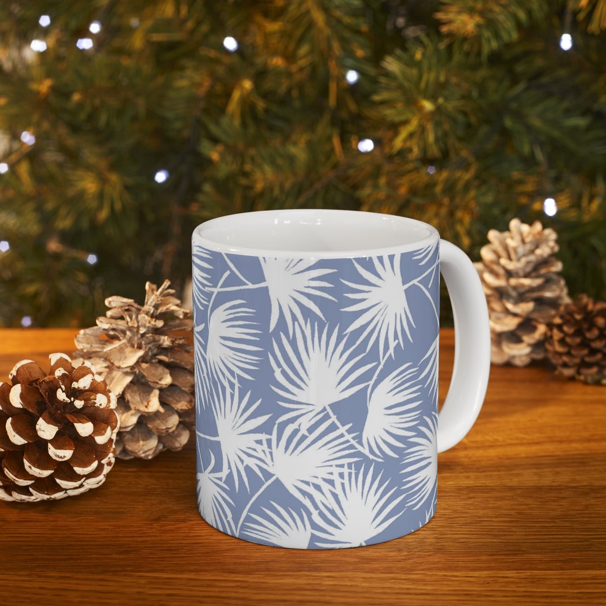 11oz Mug Palm Fan Periwinkle Global Village Kailua Boutique