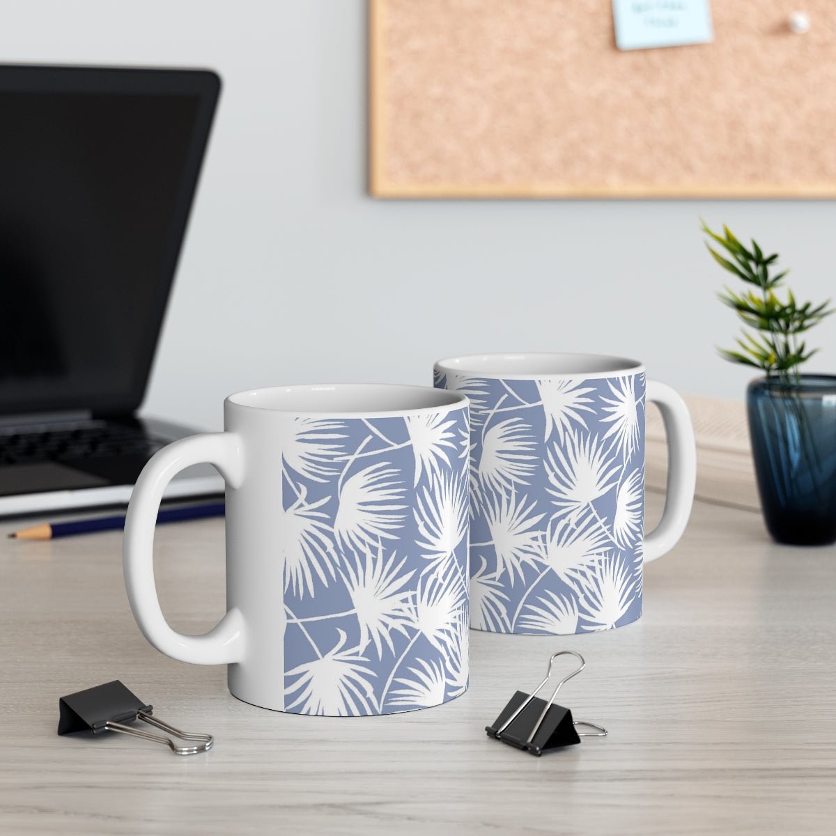 11oz Mug Palm Fan Periwinkle Global Village Kailua Boutique