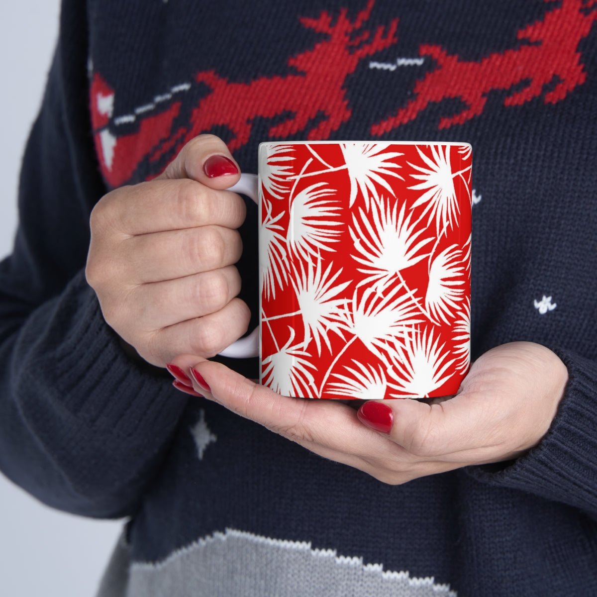 11oz Mug Palm Fan Red Global Village Kailua Boutique