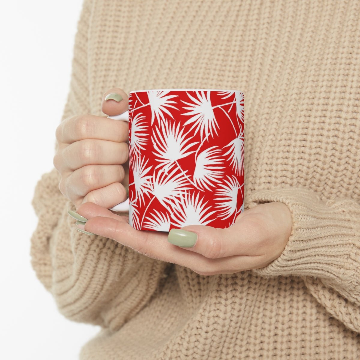 11oz Mug Palm Fan Red Global Village Kailua Boutique