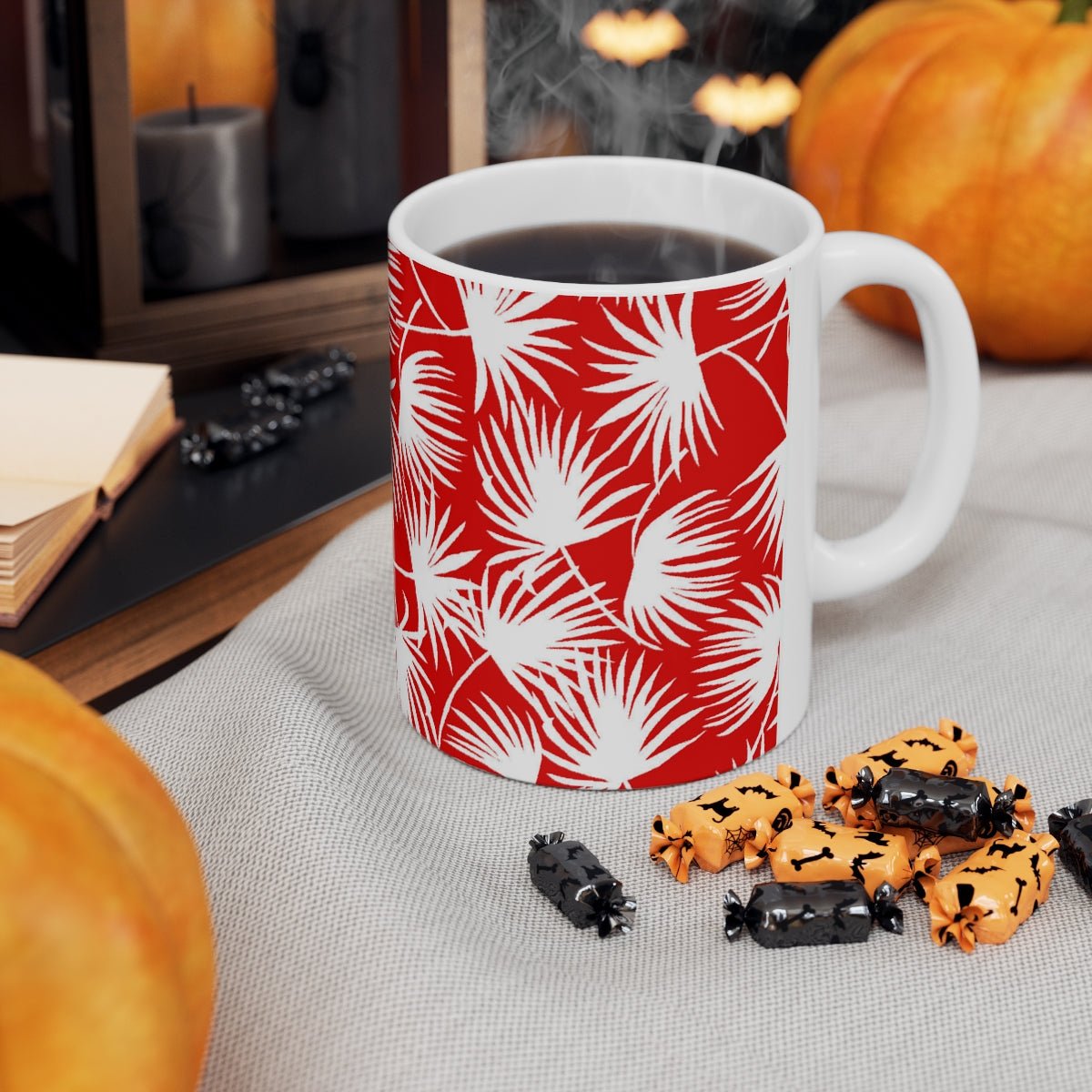11oz Mug Palm Fan Red Global Village Kailua Boutique