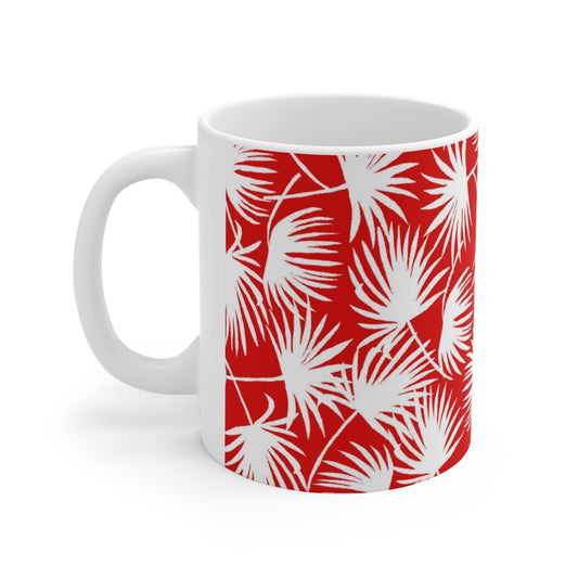 11oz Mug Palm Fan Red Global Village Kailua Boutique